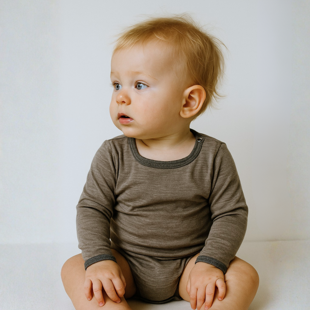 Body muskat braun, Merinowolle & Seide (bio/GOTS)