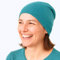 Hood women/men emerald, merino wool &amp; silk (organic/GOTS) 
