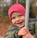 Cap raspberry plain, merino wool &amp; silk (organic/GOTS)