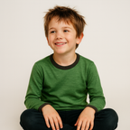 Shirt forest green salamander, merino wool &amp; silk (organic/GOTS)