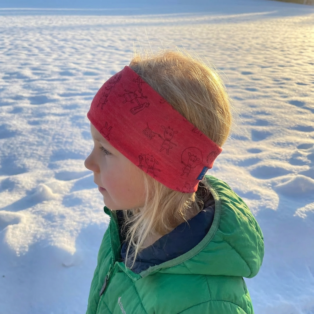Children's headband raspberry kid, merino wool &amp; silk (organic/GOTS)