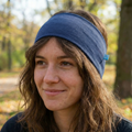 Stirnband royal blau, Merinowolle & Seide (bio/GOTS)