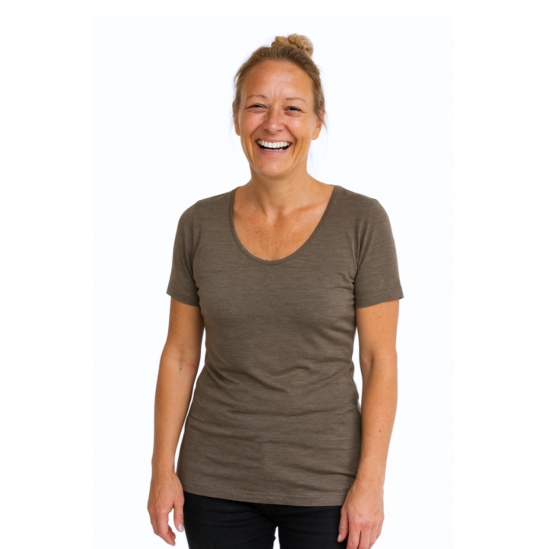 Women's T-shirt royal blue, merino wool &amp; silk (organic/GOTS)