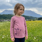 Shirt rosé mit Reh, Merinowolle & Seide (bio/GOTS)
