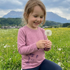 Shirt rosé mit Reh, Merinowolle & Seide (bio/GOTS)