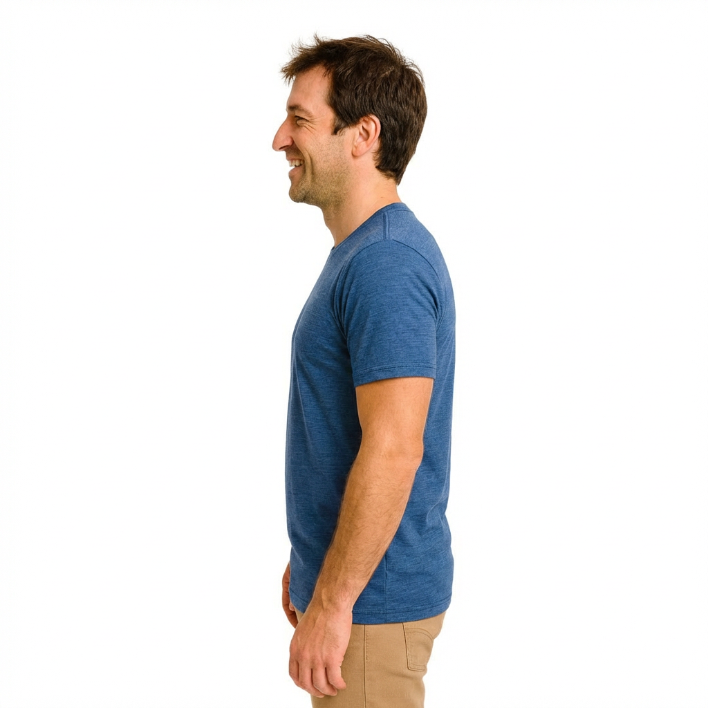 T-shirt men's royal blue, merino wool &amp; silk
