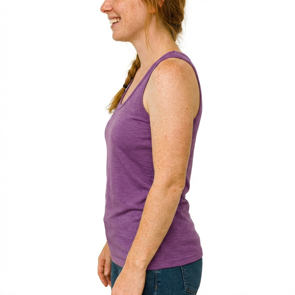 Damen Tank Top brombeere neu, Merinowolle & Tencel