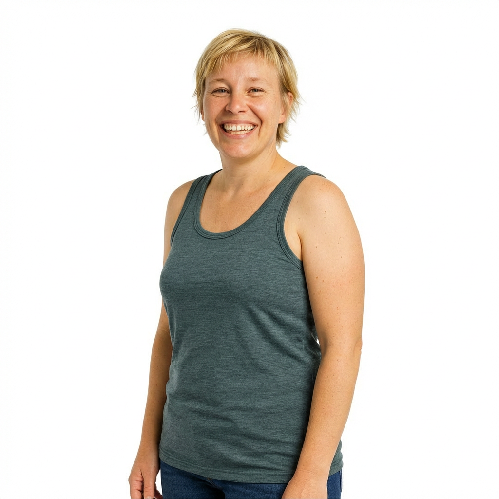 Women's tank top slate merino wool &amp; Tencel (organic/Bluesign)