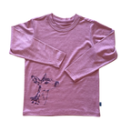 Shirt rosé mit Reh, Merinowolle & Seide (bio/GOTS)