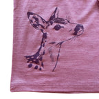 Shirt rosé mit Reh, Merinowolle & Seide (bio/GOTS)