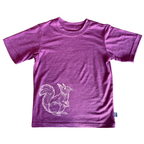 T-shirt plum with butterfly, merino wool &amp; silk (organic/GOTS)