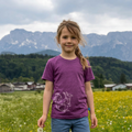 T-shirt plum with butterfly, merino wool &amp; silk (organic/GOTS)