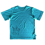 T-Shirt smaragd mit Luchs, Merinowolle & Seide (bio/GOTS)
