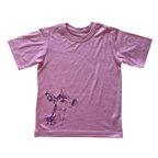 T-shirt plum with butterfly, merino wool &amp; silk (organic/GOTS)