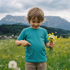 T-Shirt smaragd mit Luchs, Merinowolle & Seide (bio/GOTS)