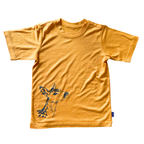 T-Shirt sonnengelb mit Reh, Merinowolle & Seide (bio/GOTS)