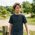 T-Shirt Kinder anthrazit, Merinowolle & Seide (bio/GOTS)