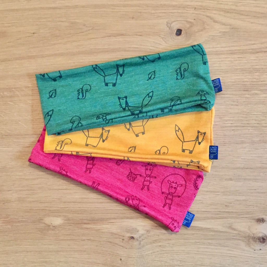 Kinder-Stirnband himbeere Geißlein, Merinowolle & Seide (bio/GOTS) - Glückskind - Stirnband - uni (ca 2-10 Jahre)